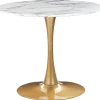 Outlet Beliani Ruokapoyta Marmorikuvio Valkoinen/Kulta 90 Cm Boca