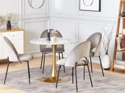 Outlet Beliani Ruokapoyta Marmorikuvio Valkoinen/Kulta 90 Cm Boca