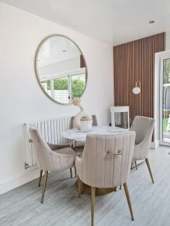 Outlet Beliani Ruokapoyta Marmorikuvio Valkoinen/Kulta 90 Cm Boca