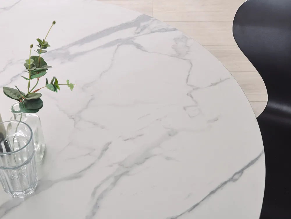 Cheap Beliani Ruokapoyta Marmorikuvio Valkoinen/Musta 120 Cm Odeon