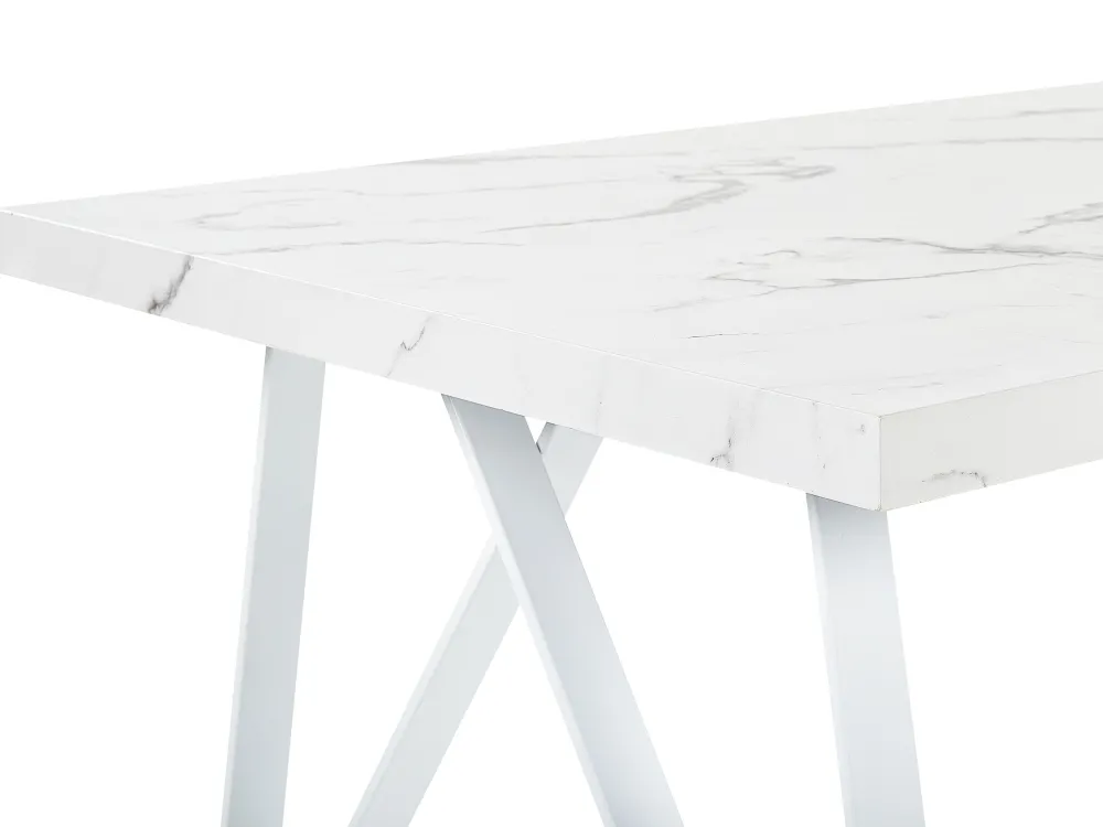 Online Beliani Ruokapoyta Marmorikuvio Valkoinen 160 X 90 Cm Grieger