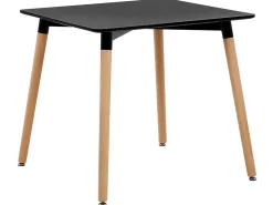 New Beliani Ruokapoyta Musta/Vaalea Puu 80 X 80 Cm Busto