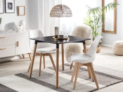 New Beliani Ruokapoyta Musta/Vaalea Puu 80 X 80 Cm Busto