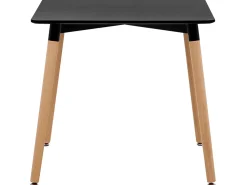 New Beliani Ruokapoyta Musta/Vaalea Puu 80 X 80 Cm Busto