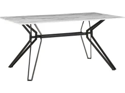 Pöydät<Beliani Ruokapoyta Rauta Marmorikuvio Valkoinen/Musta 160 X 90 Cm Ballina