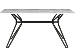 Pöydät<Beliani Ruokapoyta Rauta Marmorikuvio Valkoinen/Musta 160 X 90 Cm Ballina