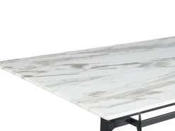 Pöydät<Beliani Ruokapoyta Rauta Marmorikuvio Valkoinen/Musta 160 X 90 Cm Ballina