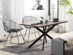 Discount Beliani Ruokapoyta Tumma Puu/Musta 140 X 80 Cm Spectra