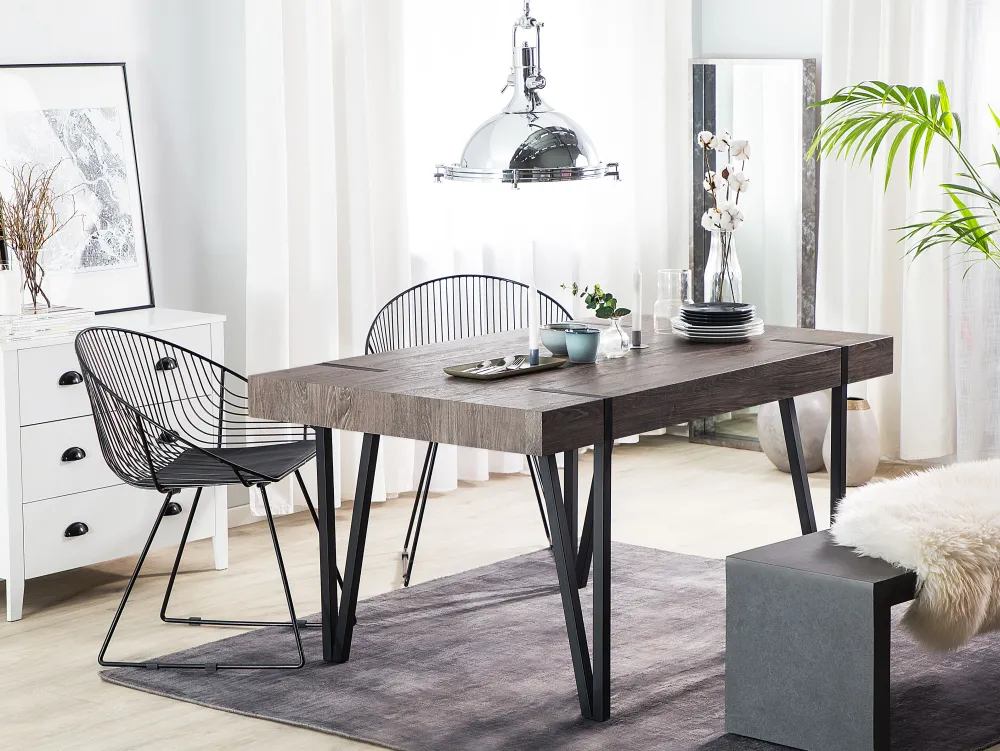 Clearance Beliani Ruokapoyta Tumma Puu/Musta 180 X 90 Cm Adena