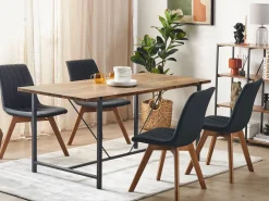 Best Beliani Ruokapoyta Tumma Puu/Musta 160 X 80 Cm Saritas