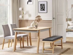 Pöydät<Beliani Ruokapoyta Vaalea Puu/Harmaa 150 X 90 Cm Phola