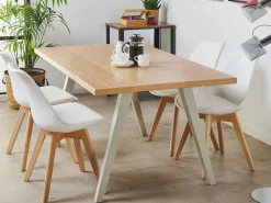 Shop Beliani Ruokapoyta Vaalea Puu/Harmaa 150 X 90 Cm Lenister