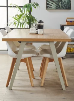 Shop Beliani Ruokapoyta Vaalea Puu/Harmaa 150 X 90 Cm Lenister