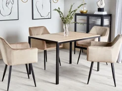 Pöydät<Beliani Ruokapoyta Vaalea Puu/Musta 120 X 80 Cm Newfield