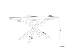 Pöydät<Beliani Ruokapoyta Vaalea Puu/Musta 140 X 80 Cm Spectra