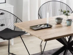 Pöydät<Beliani Ruokapoyta Vaalea Puu/Musta 140 X 80 Cm Spectra