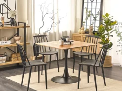 Pöydät<Beliani Ruokapoyta Vaalea Puu/Musta 90 X 90 Cm Boca