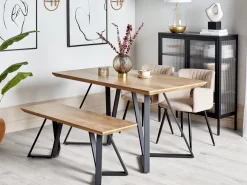 Cheap Beliani Ruokapoyta Vaalea Puu/Musta 140 X 80 Cm Upton