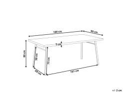 Pöydät<Beliani Ruokapoyta Vaalea Puu/Musta 180 X 90 Cm Ivorie
