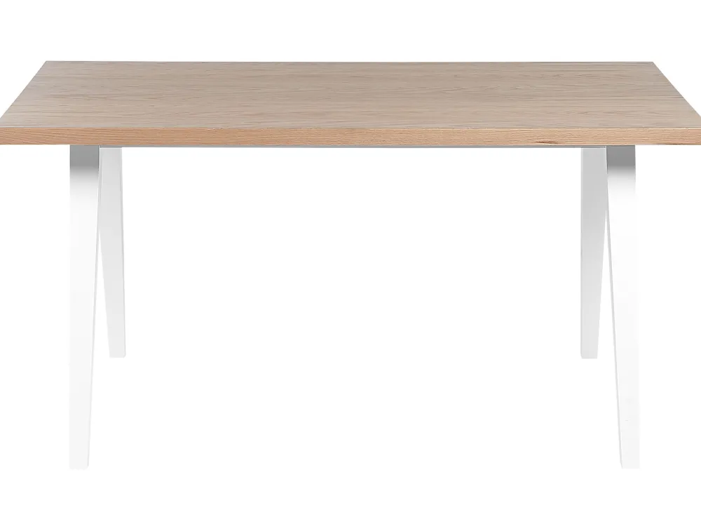 Cheap Beliani Ruokapoyta Vaalea Puu/Valkoinen 150 X 90 Cm Lenister