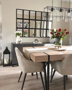 New Beliani Ruokapoyta Vaaleanharmaa/Musta 150 X 90 Cm Adena