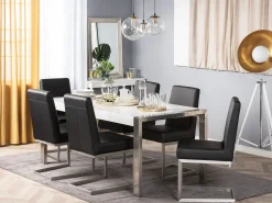 Hot Beliani Ruokapoyta Valkoinen/Hopea 180 X 90 Cm Arctic I