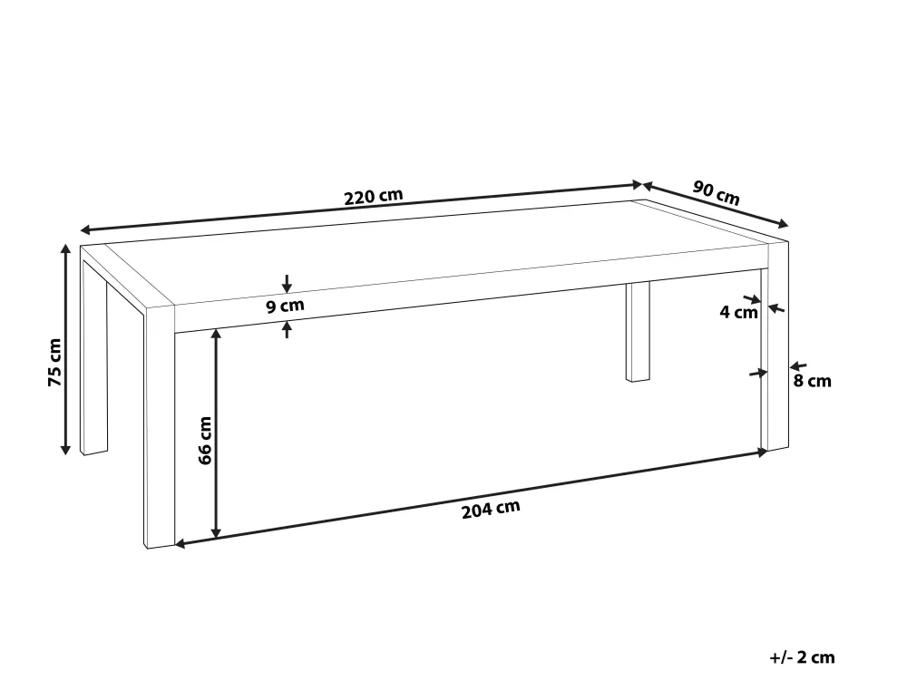 Pöydät<Beliani Ruokapoyta Valkoinen/Hopea 220 X 90 Cm Arctic I