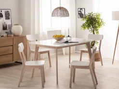 Pöydät<Beliani Ruokapoyta Valkoinen/Vaalea Puu 150 X 90 Cm Santos