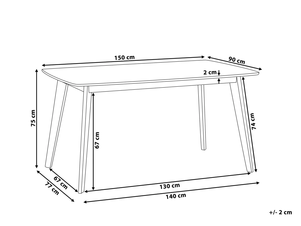 Pöydät<Beliani Ruokapoyta Valkoinen/Vaalea Puu 150 X 90 Cm Santos
