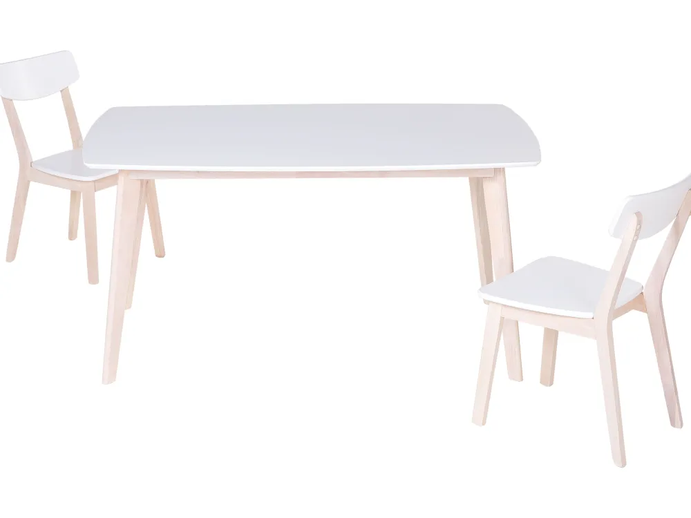 Pöydät<Beliani Ruokapoyta Valkoinen/Vaalea Puu 150 X 90 Cm Santos