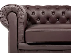 Sohvat<Beliani Ruskea 3-Istuttava Nahkasohva Chesterfield