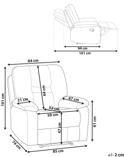 Nojatuolit<Beliani Saadettava Keinonahkainen Lepotuoli Valkoinen Bergen
