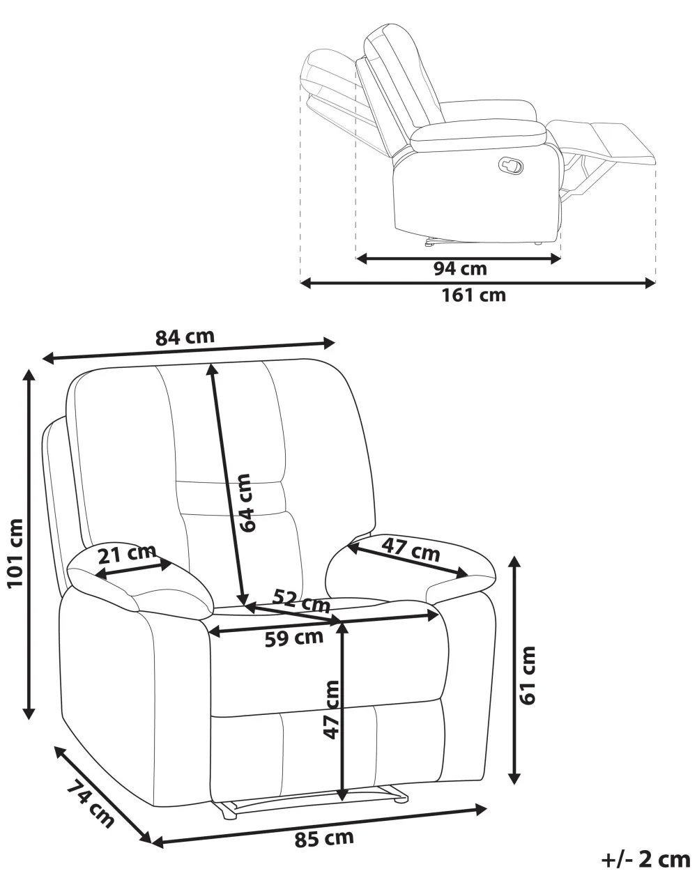 Nojatuolit<Beliani Saadettava Keinonahkainen Lepotuoli Valkoinen Bergen