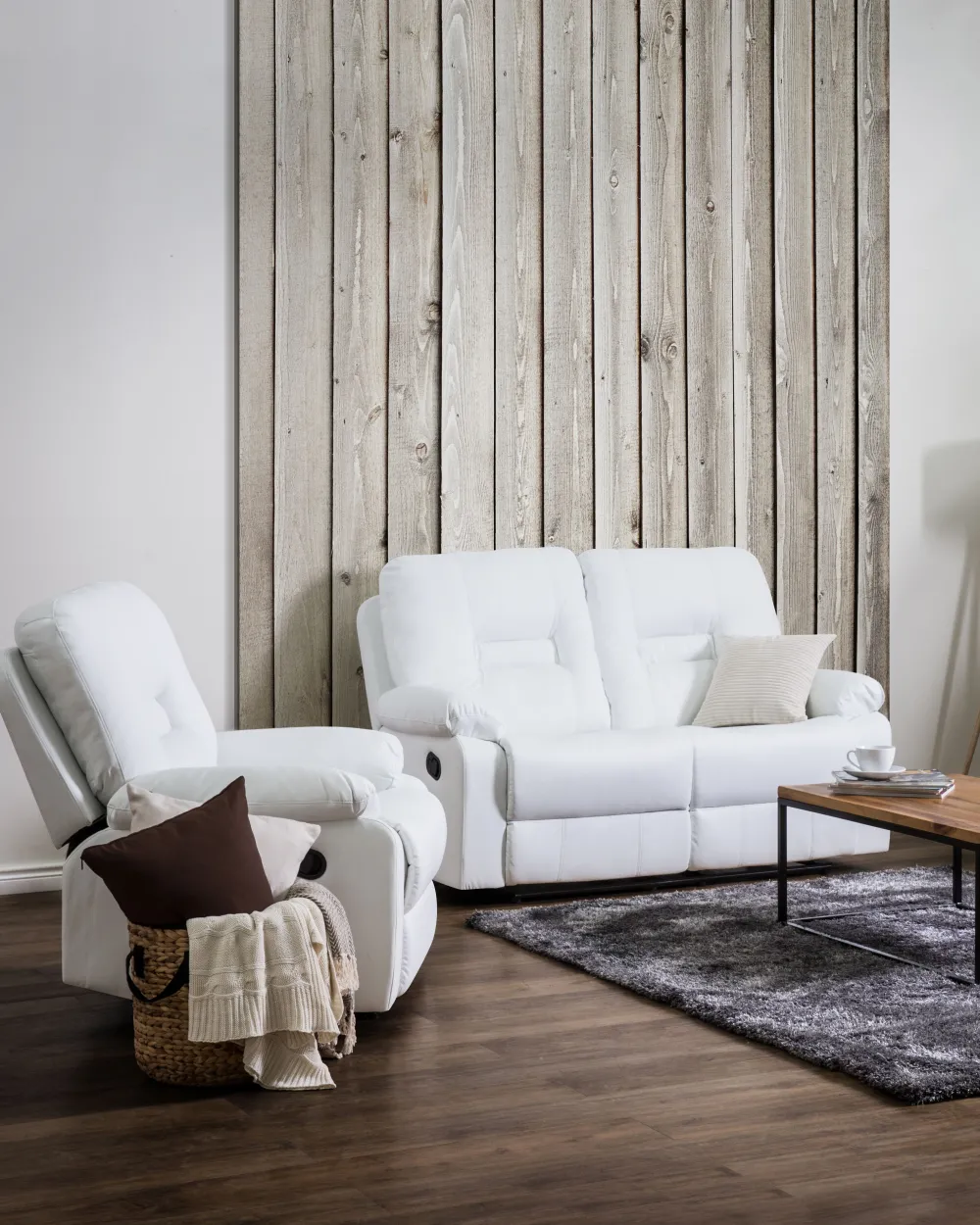 Nojatuolit<Beliani Saadettava Keinonahkainen Lepotuoli Valkoinen Bergen