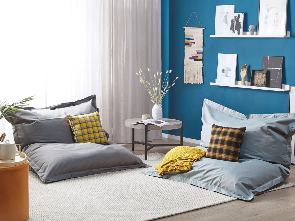 Best Sale Beliani Sakkituoli Kangas Vaaleanharmaa 140 X 180 Cm Fuzzy