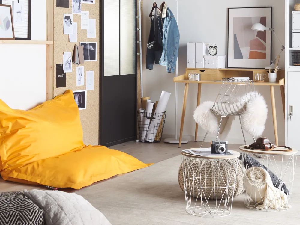 Store Beliani Sakkituoli Nailon Keltainen 140 X 180 Cm Fuzzy