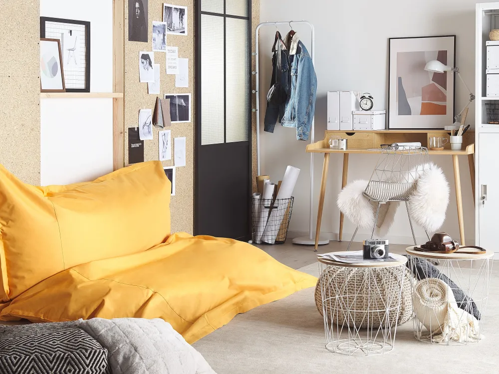 Online Beliani Sakkituoli Nailon Keltainen 180 X 230 Cm Fuzzy