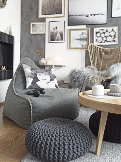 Fashion Beliani Sakkituoli Selkanojalla Kangas Vaaleanharmaa Drop