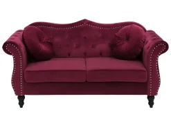 Sohvat<Beliani Samettinen Punainen Sohvasetti Skien