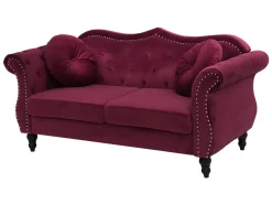 Sohvat<Beliani Samettinen Punainen Sohvasetti Skien