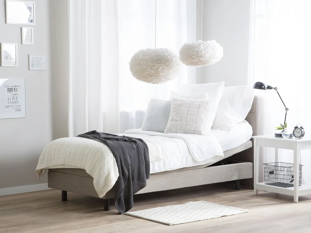 Sängyt<Beliani Sanky Kangas Sahkosaadettava Beige 90 X 200 Cm Duke