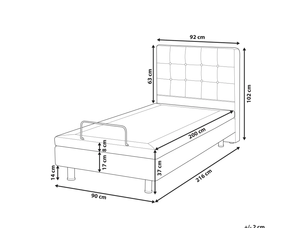 Sängyt<Beliani Sanky Kangas Sahkosaadettava Beige 90 X 200 Cm Duke