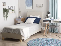 Sängyt<Beliani Sanky Kangas Vaaleanharmaa 90 X 200 Cm Sennez