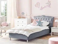 Lastenhuone<Beliani Sanky Sametti Harmaa 90 X 200 Cm Metz