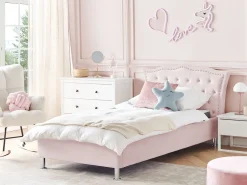 Sängyt<Beliani Sanky Sametti Pastellipinkki 90 X 200 Cm Metz