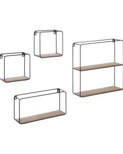 Sale Beliani Seinahylly 5 Hyllya Metalli Musta/Vaalea Puu 4 Kpl Brito