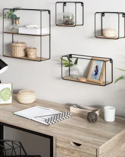 Sale Beliani Seinahylly 5 Hyllya Metalli Musta/Vaalea Puu 4 Kpl Brito