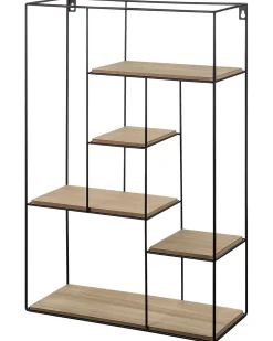 Säilytys<Beliani Seinahylly Metalli 5 Hyllya Musta/Vaalea Puu Laurel