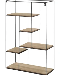 Säilytys<Beliani Seinahylly Metalli 5 Hyllya Musta/Vaalea Puu Laurel