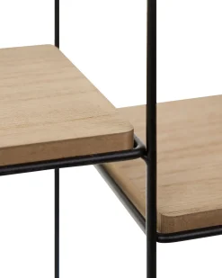 Säilytys<Beliani Seinahylly Metalli 5 Hyllya Musta/Vaalea Puu Laurel